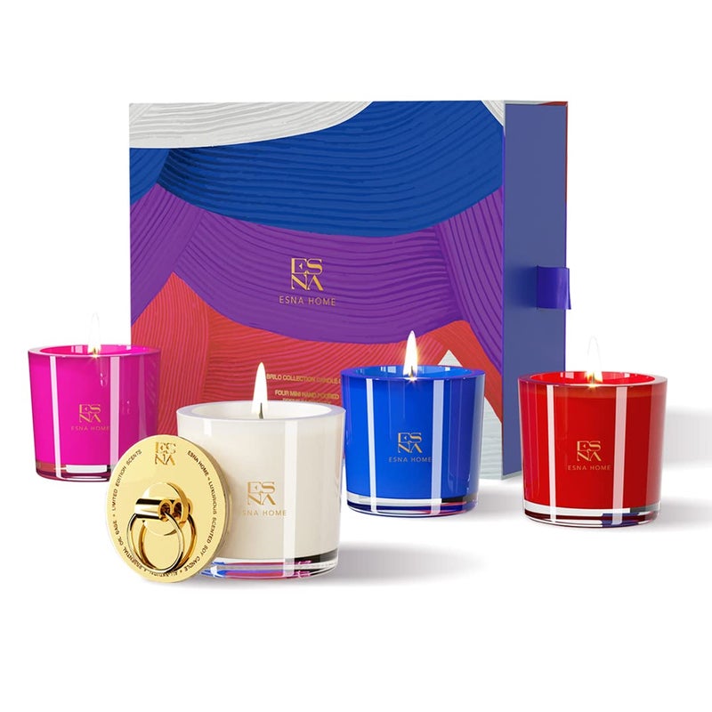 ESNA HOME Luxury Scented Candle Set 4 All Natural Soy Aromatherapy Candle Gift Set Votive Candle Gift Set for Women Self Care Stress Relief Gifts for Her Luxury Christmas Gifts for Women Candles for Home 60 hrs - Image 1